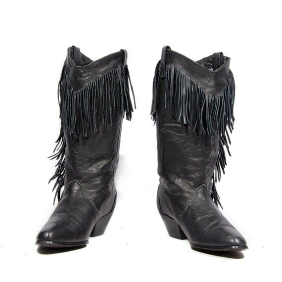 Women's DINGO Black Fringe Boots Western Cowboy Boots