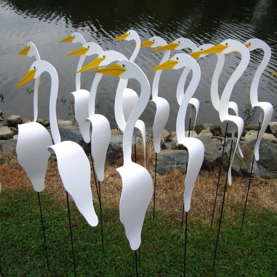 White Swirling Birds. Garden art created in by