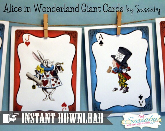 Alice in Wonderland Giant Cards - INSTANT DOWNLOAD - DIY Printable Girls Party Decoration by Sassaby Il_570xn