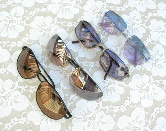 4 pairs vintage sunglasses - all black, used