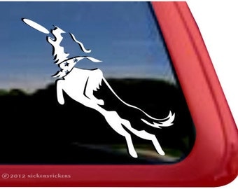 Border Collie Disc Dog | DC516PLL | High Quality Adhesive Vinyl Border Collie Window Decal Sticker