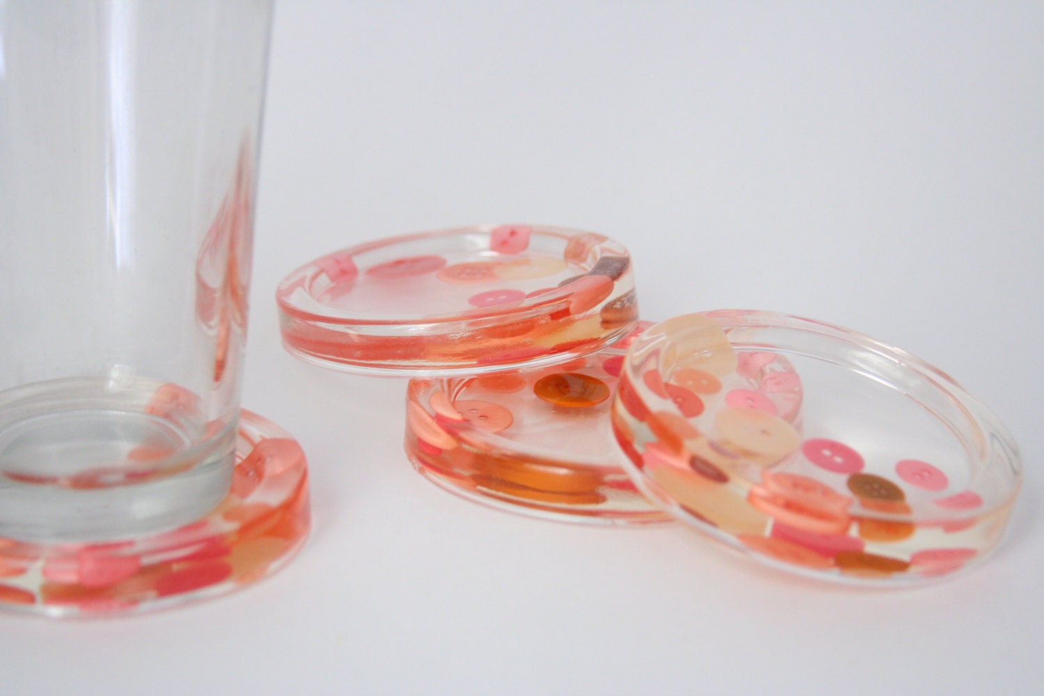 CLEARANCE SALE Button Drink Coasters Resin Coasters by AngleAh