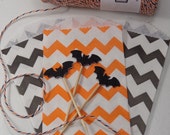 12 Orange Chevron Mini Bitty Bags - kraft paper bags - treat bags - gift bags - candy bags - Party Supplies