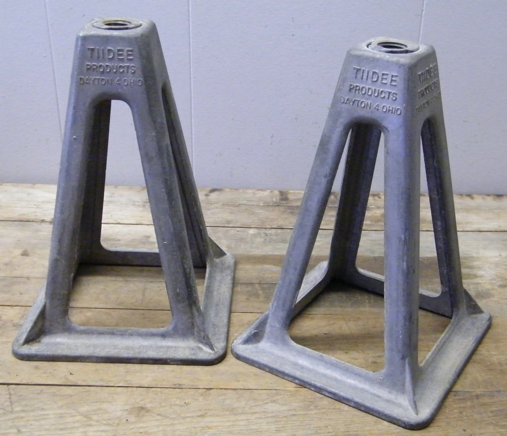 Vintage Pair Aluminum Trailer Jack Stand Parts Steampunk
