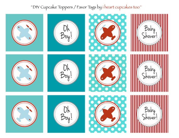 Vintage Cup NEW 640 VINTAGE AIRPLANE CUPCAKE TOPPERS
