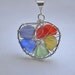 Sale- Rainbow Genuine Sea Glass Hand Knitted Fine Silver Wire Nautilus Pendant