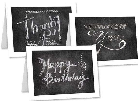 Chalkboard Cards Digital Download Set of 3