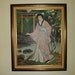 Mid Century large Paint by Numbers painting, Japanese woman in kimono, river scene, professionally framed, Asian design