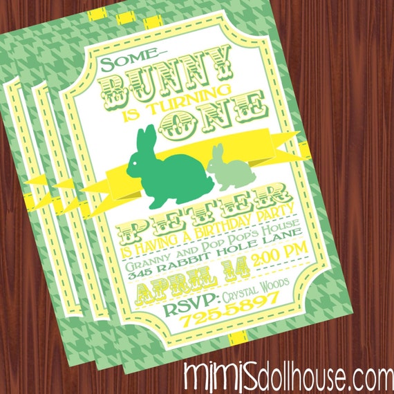 Bunny Invitation- Rabbit Invitation- Bunny Birthday invitation PDF/JPEG Il_570xn