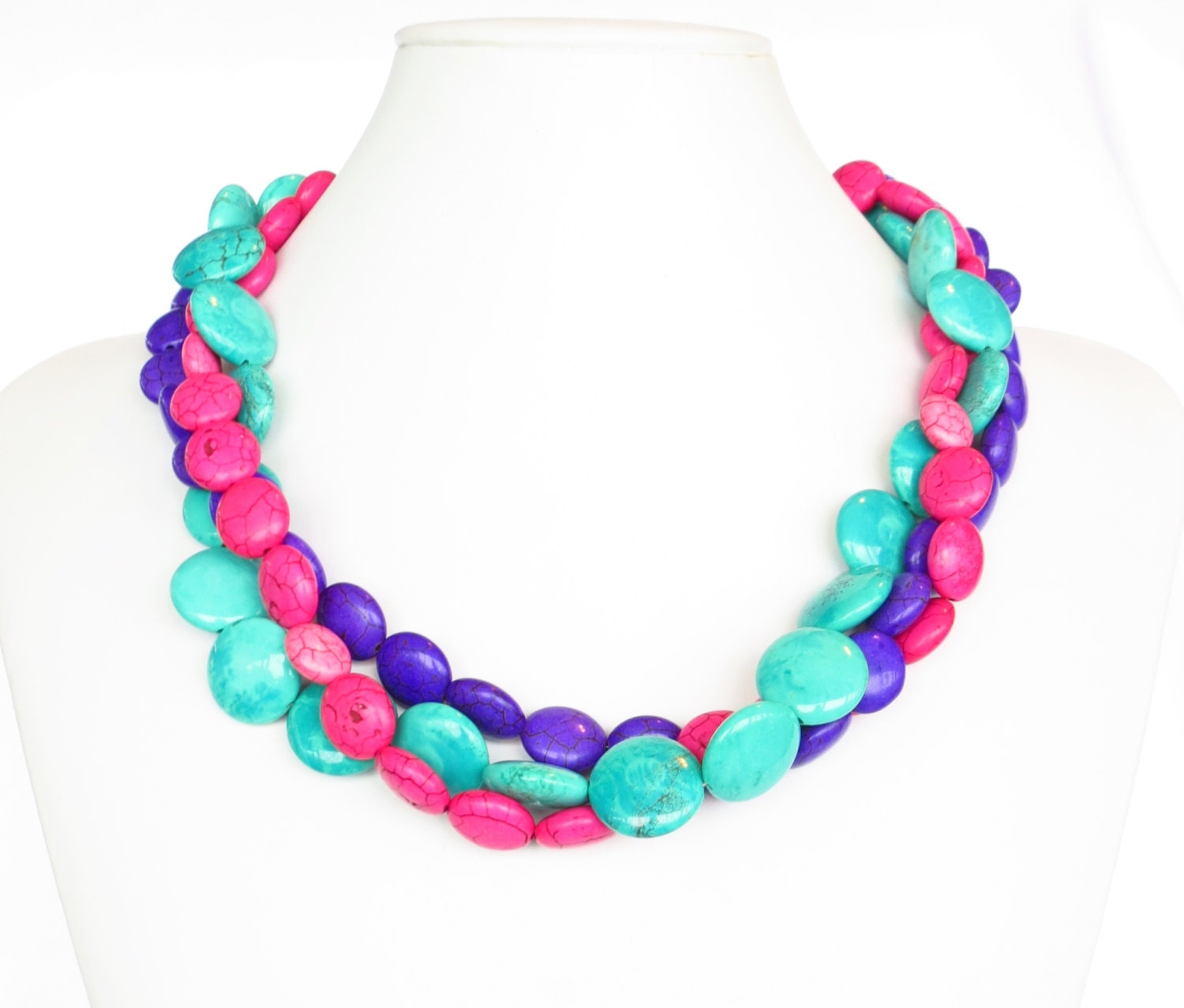 Jewel Tone Turquoise Necklace Pink Purple by WildflowersAndGrace