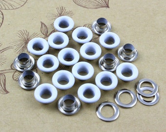 100Pcs 8mm White Round Grommet Eyelet (WRG08)