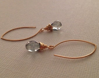 Mystic Green Quartz Earrings in Gold -Beautiful Green Gem Earrings