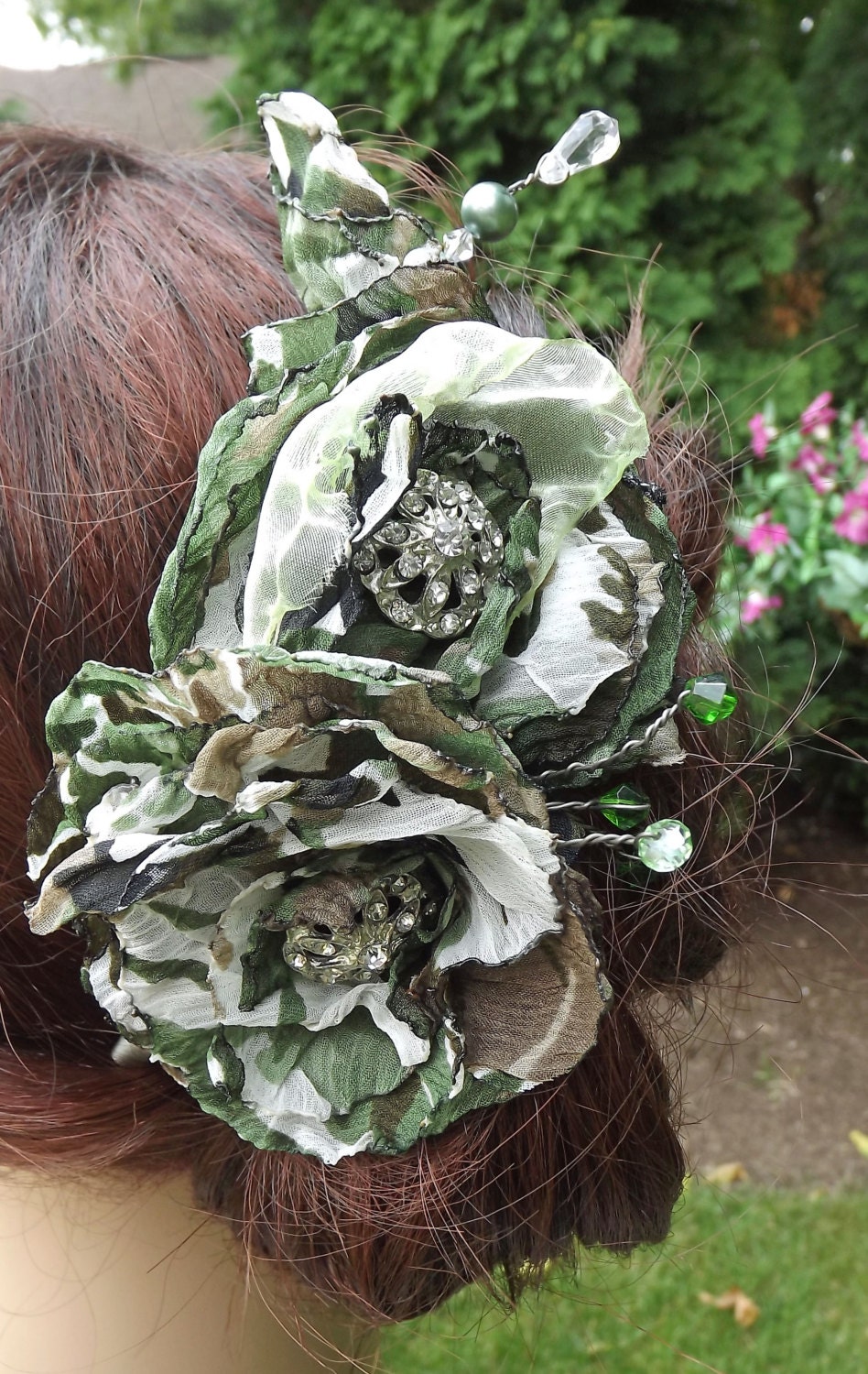 Camo Camouflage Wedding Headpiece Hair Piece Comb OOAK