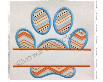 Split Paw Print Applique Machine Embroidery Design (Straight Version) - 4 Sizes