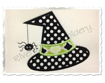 Applique Witch Hat With A Spider Machine Embroidery Design - 4 Sizes