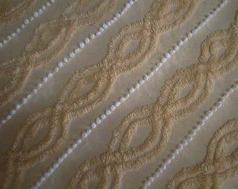 YELLOW with Yellow Infinity Designs and White PEARLS Vintage Chenille Bedspread Fabric - 18" X 24"