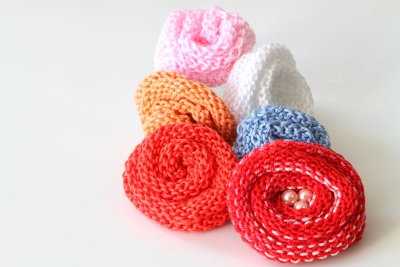 Spring Flower Rosette Tutorial, PDF Rosette Knit Flowers Pattern, DIY Knitted...