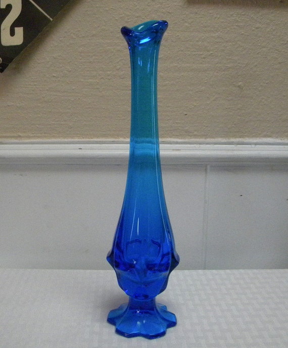 Fenton swung vase in royal blue with petal by TreasuresFromTexas