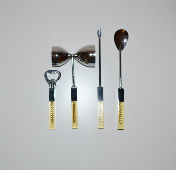 Vintage Acrylic Bar Utensils Bar Tools Barware Set 4 piece set