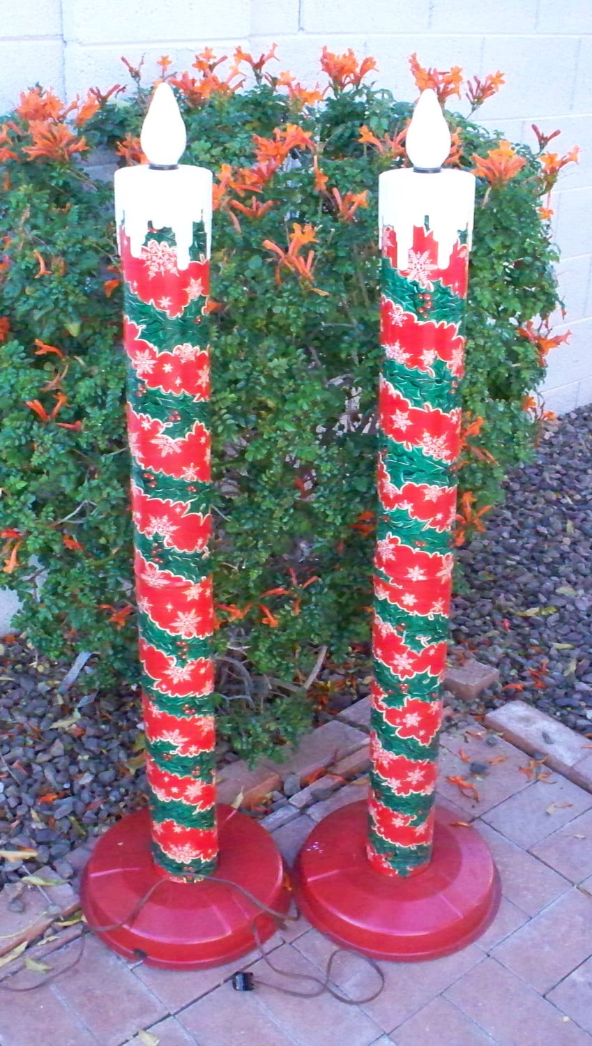 Vintage Christmas Metal Candolier Pair Large Tall Electric