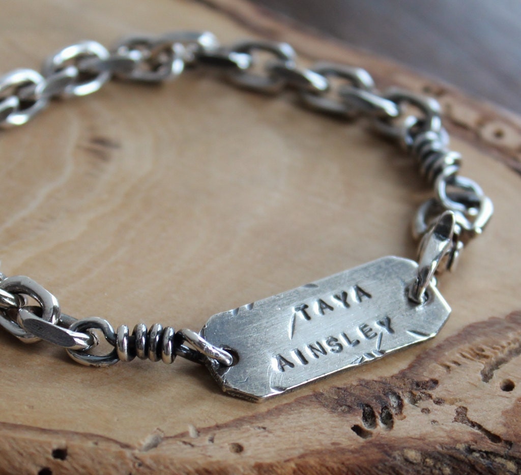 Men's Personalized Silver Bracelet Men's Custom