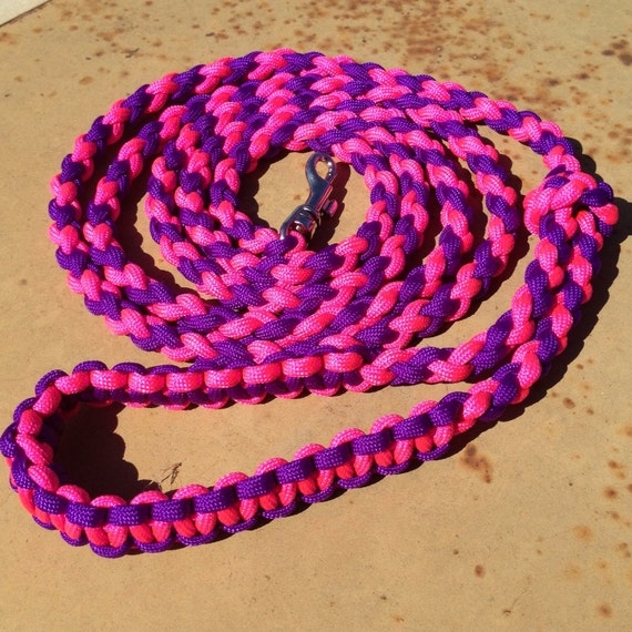 Paracord Round Braid 6 Foot Dog Leash with Cobra Handle