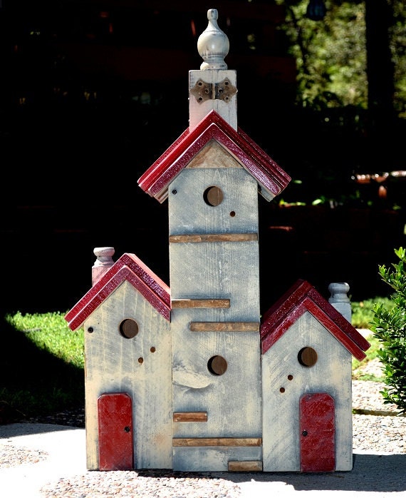 Birdhouse Handmade Large Bird House Post Mount Condo Home