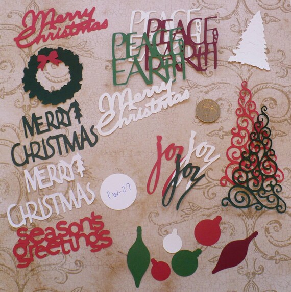 Pre-cut Die Cuts Merry Christmas words / phrases asst. color