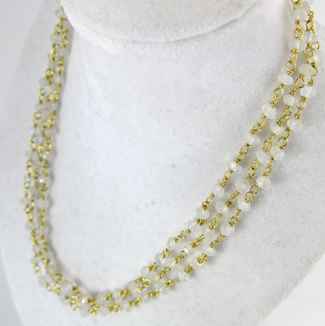 Gemstone Beaded Chain Finished 30 Moonstone by jewelersparadise