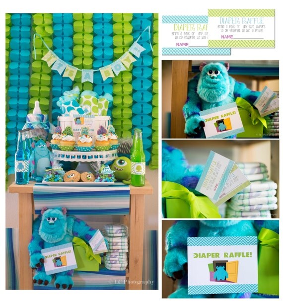 Instant Download Printable Baby Shower Monster's Inspired Diaper Raffle Tickets, Matches Monsters Baby Shower Invite -DIY Il_570xn