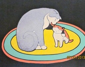 Last Minute - Vintage - Art Deco -Charming Illustration of Mother Cat and Kitten Last Minute - Vintage - Art Deco -Charming Illustration of Mother Cat and Kitten