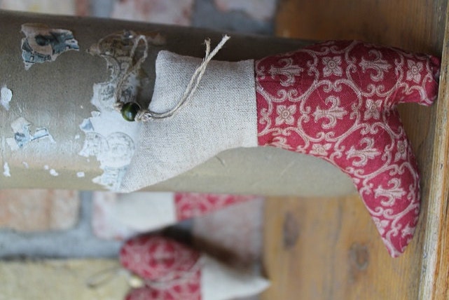 Handmade ornaments hanging nature linen boots christmas decorations 3 pieces