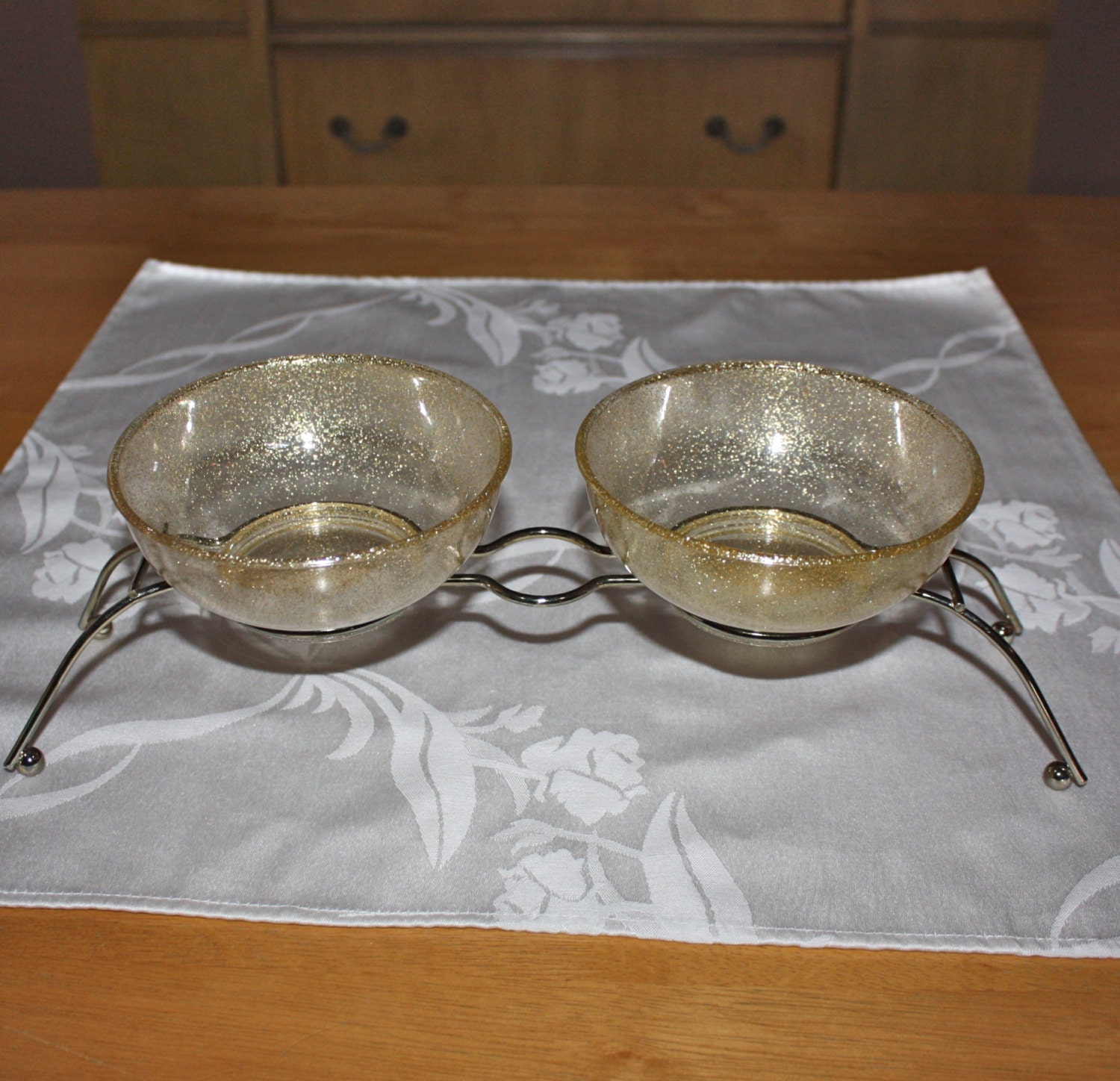 Very Cool Vintage Glitter Serving Bowl Set with Tray