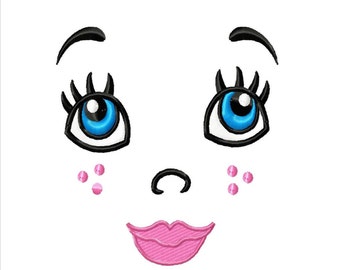 DOLL FACE Machine Embroidery Design