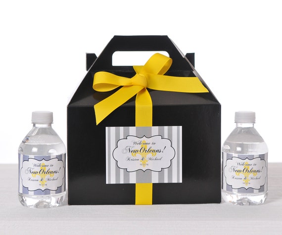 25 Wedding Favor Box / Welcome Box Labels Gable Wedding Box Set with 50 Water Bottle Labels Il_570xn