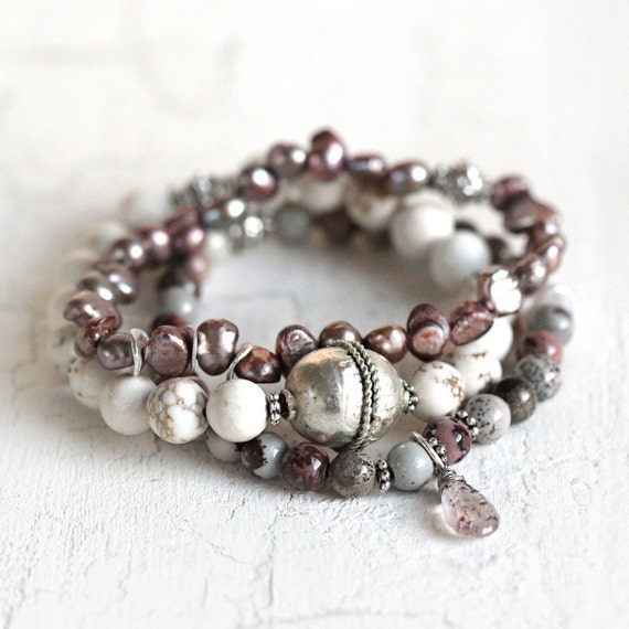 Stacking Bracelet Set - Rustic Beaded Bracelets
