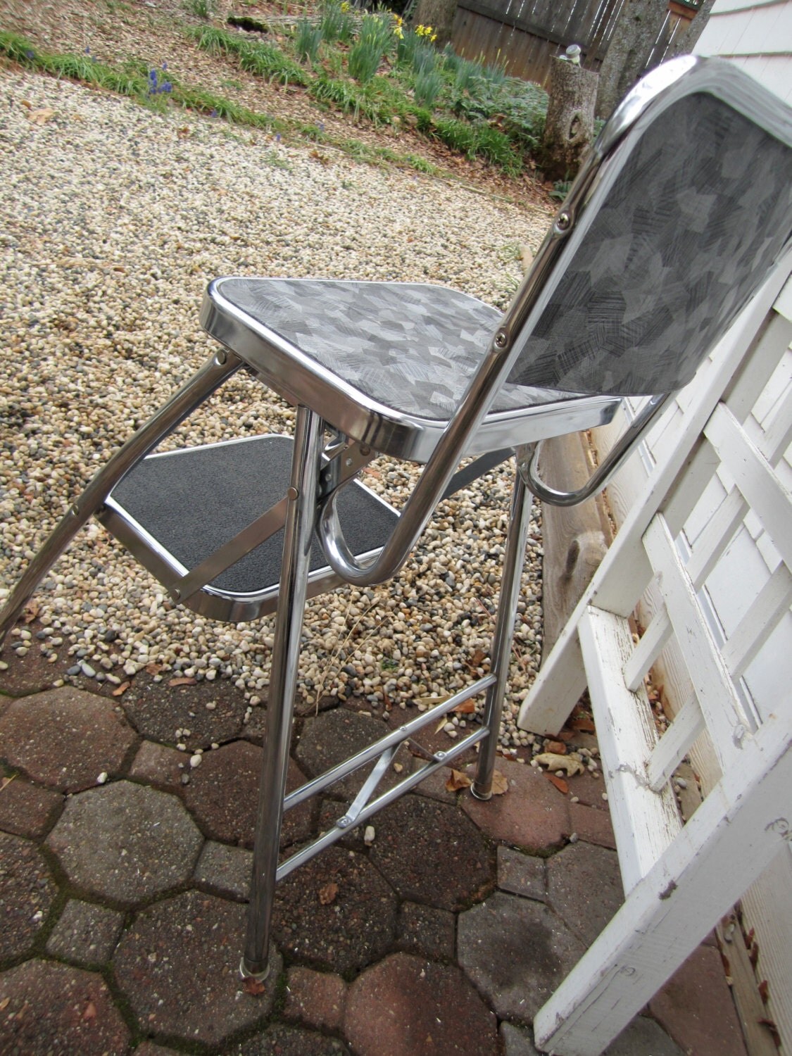 Kitchen Chair 60s Folding Step Stool Trailer Stool by Beautyware 1960s ...