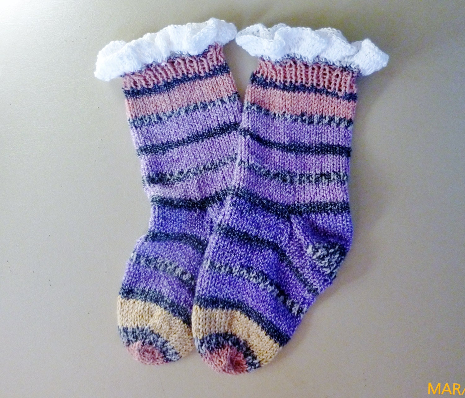 Girls' Boot Socks hand knit little girls boot socks 6