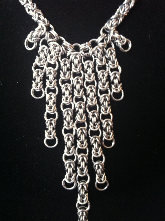 Stainless Steel Chainmaille Necklace Byzantine w/ by FolorsFantasy