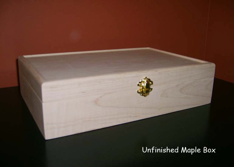 Unfinished Wooden Cigar Box w/ Hinges and Latch