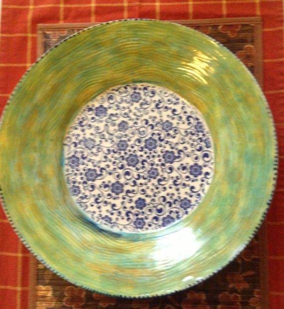Items similar to Large decorative serving dish or centerpiece in