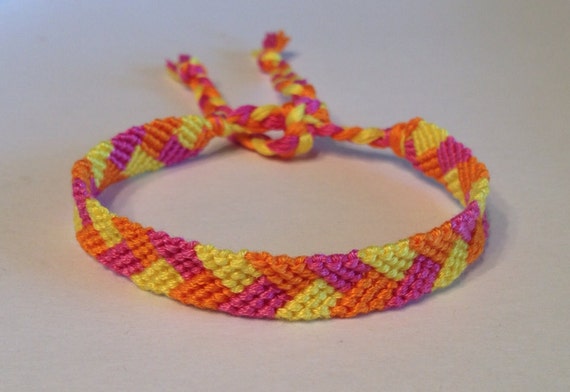 Pink Orange & Yellow Braid Friendship Bracelet
