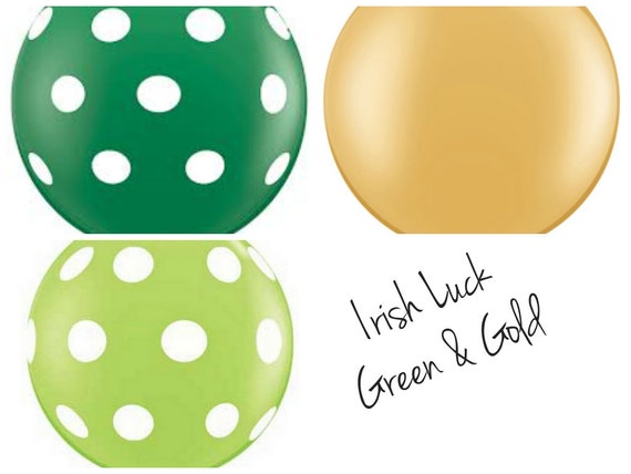 Jumbo Polkadot St Patrick's Day Balloon Combo, Gold and Green, Luck of the Irish, Weddings, Birthdays, Photo prop, FREE Shipping Il_570xn