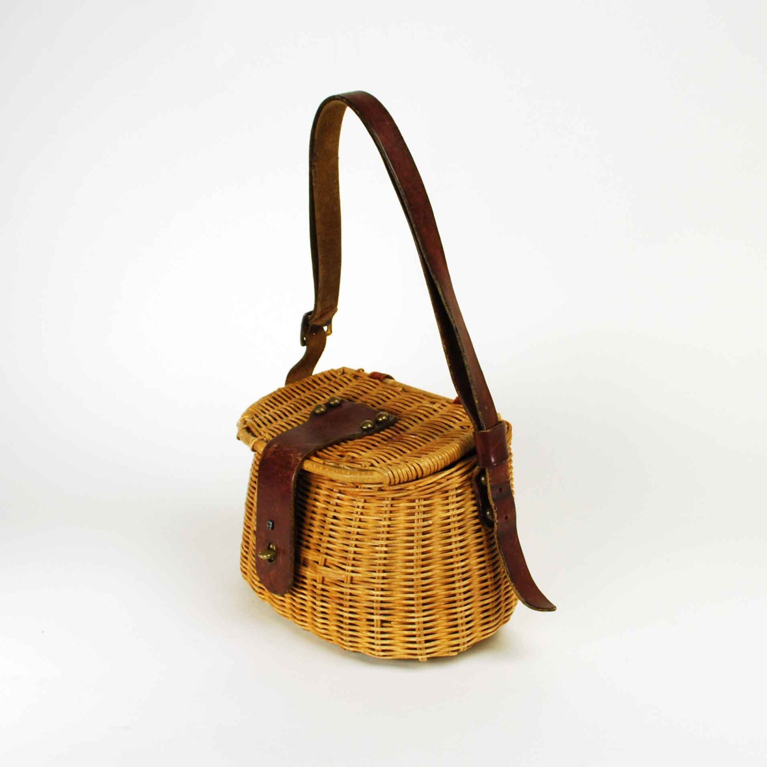 Vintage Etienne Aigner Wicker Basket Fishing Creel Purse