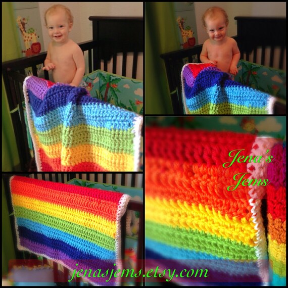 Crochet Rainbow Baby Blanket Option 2