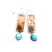Green Turquoise Pearl Copper Rectangular Earrings Handcrafted Natural Oxidized Metalwork Dangle Drop Rustic Boho Hippie Ethnic Earrings
