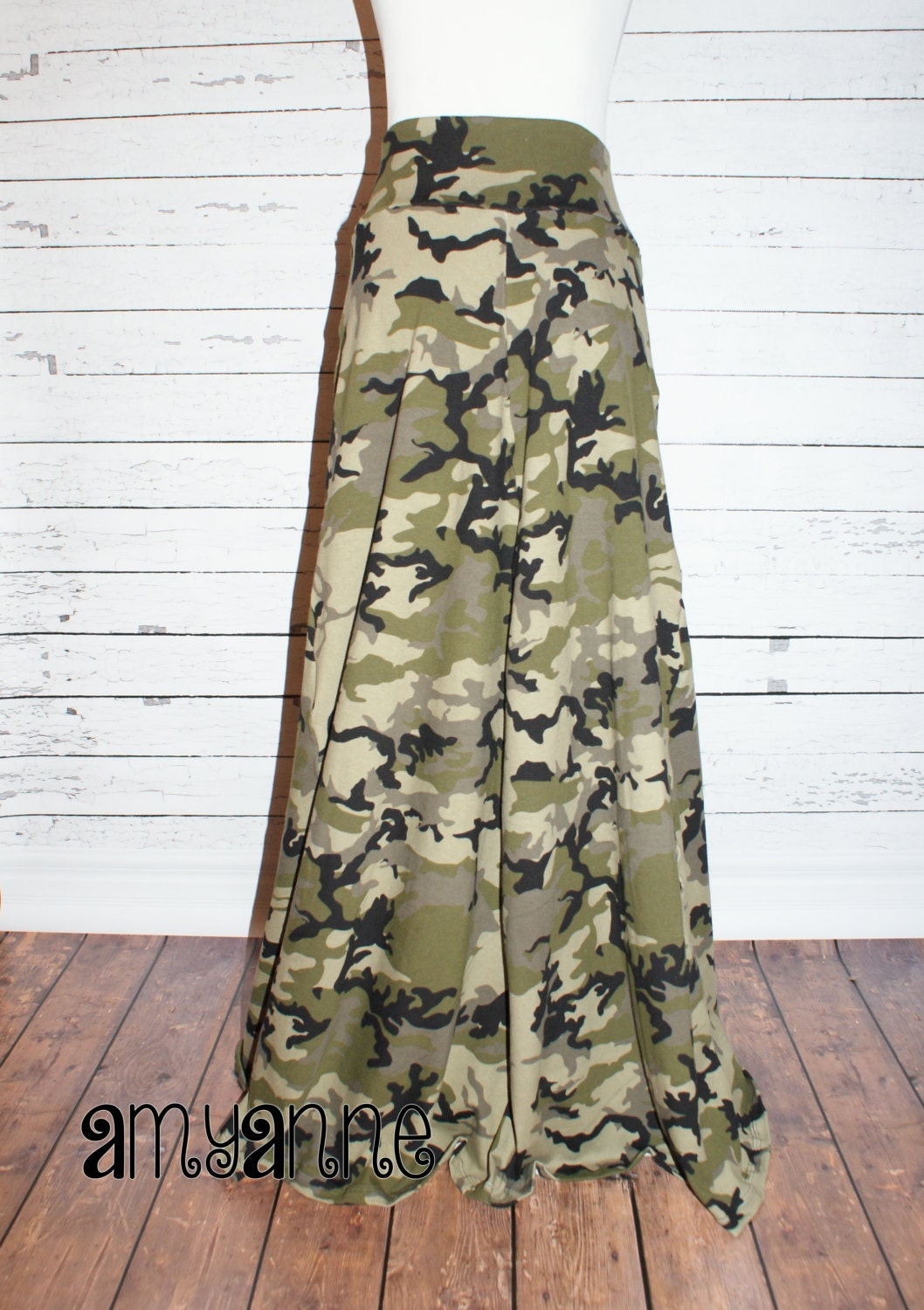 Camo Maxi Skirt Jersey Knit Womens and Plus Size Camouflage