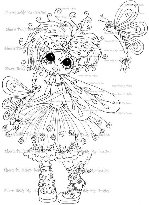 INSTANT DOWMLOAD Digital Digi Stamps Big Eye Big Head Dolls Digi  My Besties IMG895 By Sherri Baldy