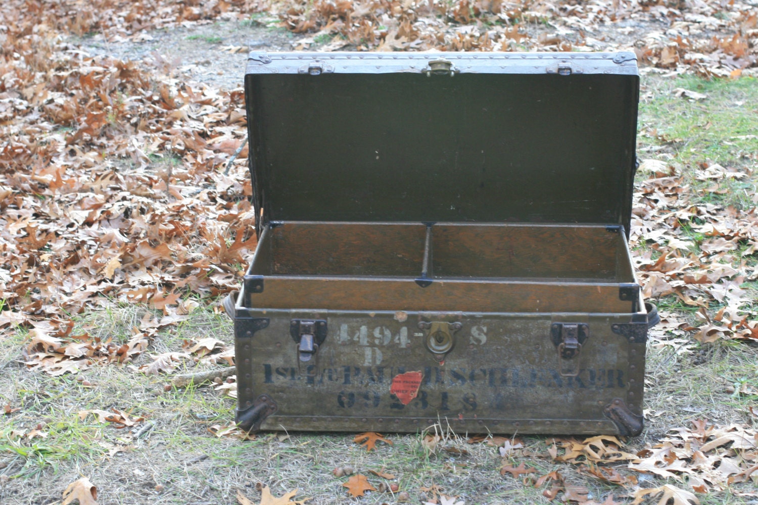 Vintage WWII Military Trunk Storage by vintageatmosphere on Etsy