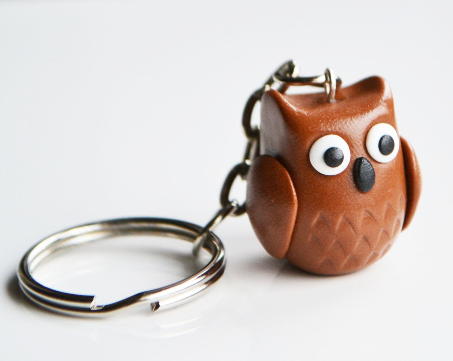 Owl Keyring Keychain Fimo Polymer Clay by ClaytimeDesignsUK